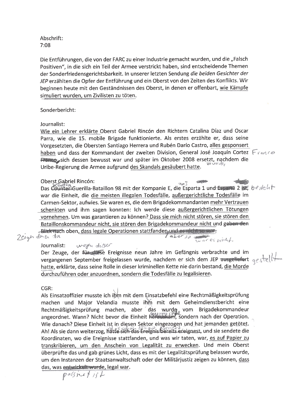 Translation of a reportage about False Positives broadcasted by Noticias Caracol on June 13, 2019.
